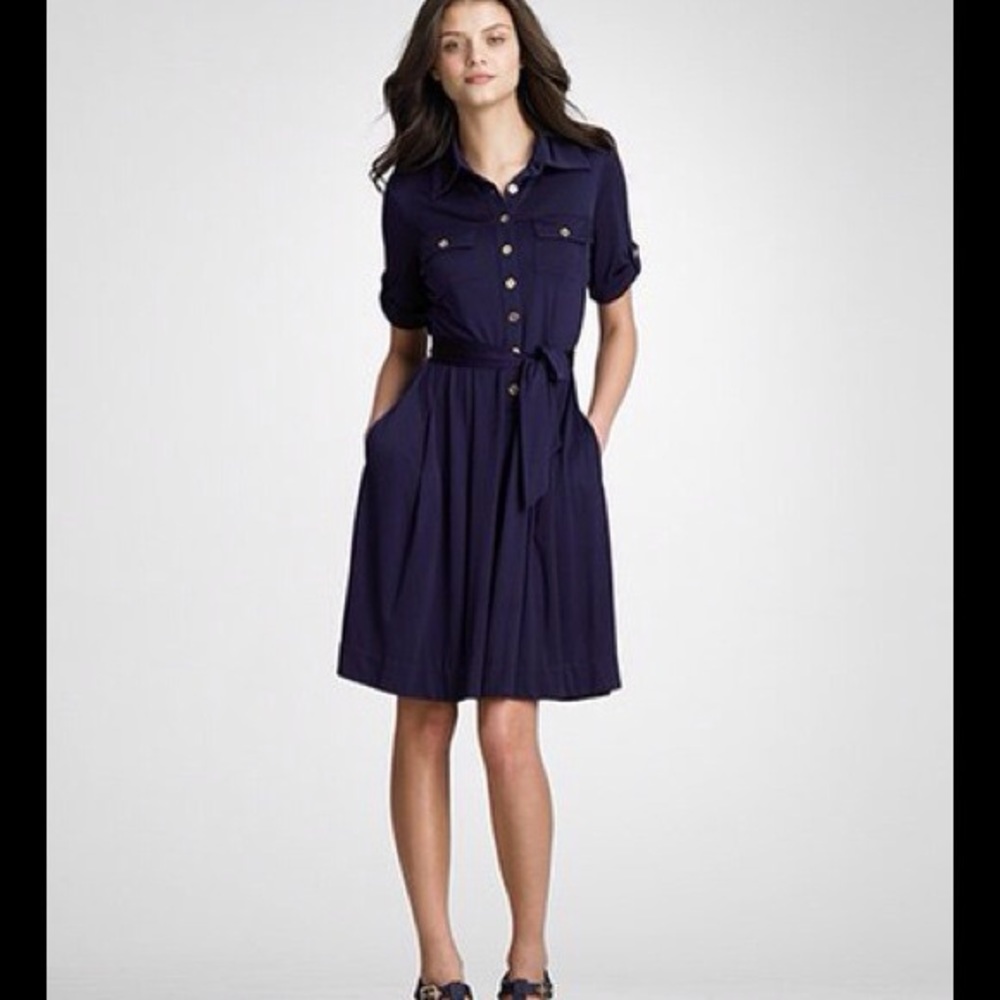 Tory Burch Julianne Navy Shirt Dress Size 10